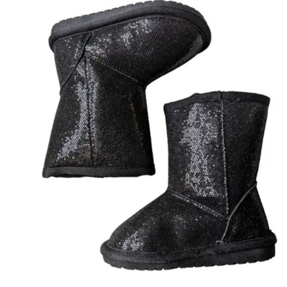 The Children's Place Winter Boot Toddler Girls Sequin Chalet Black Lined 7 - Picture 1 of 5